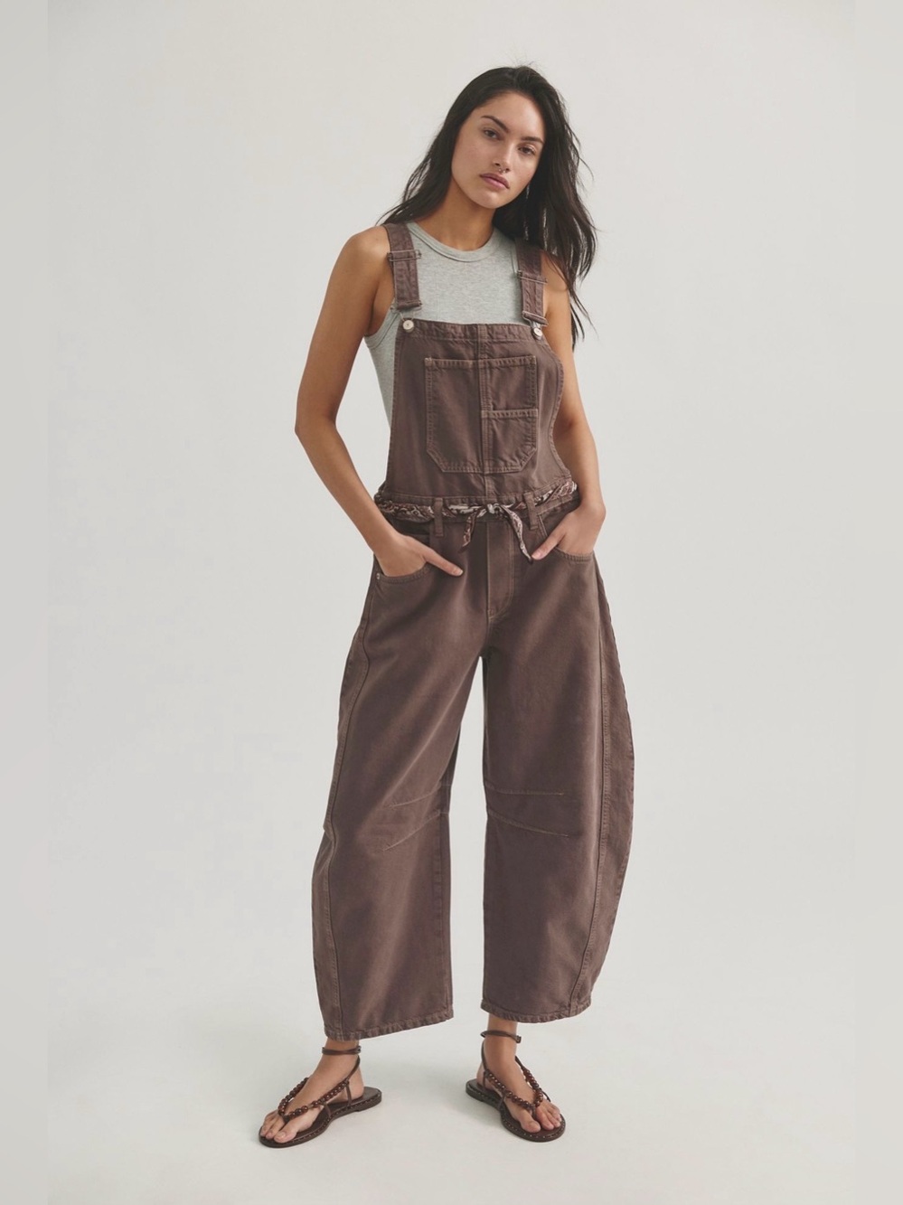Free People We The Free Good Luck Barrel Overalls - Picture 1 of 10